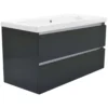 Wiesbaden Vision Wastafelonderkast - 100x46cm - 2 lades - MDF - Hoogglans Grijs