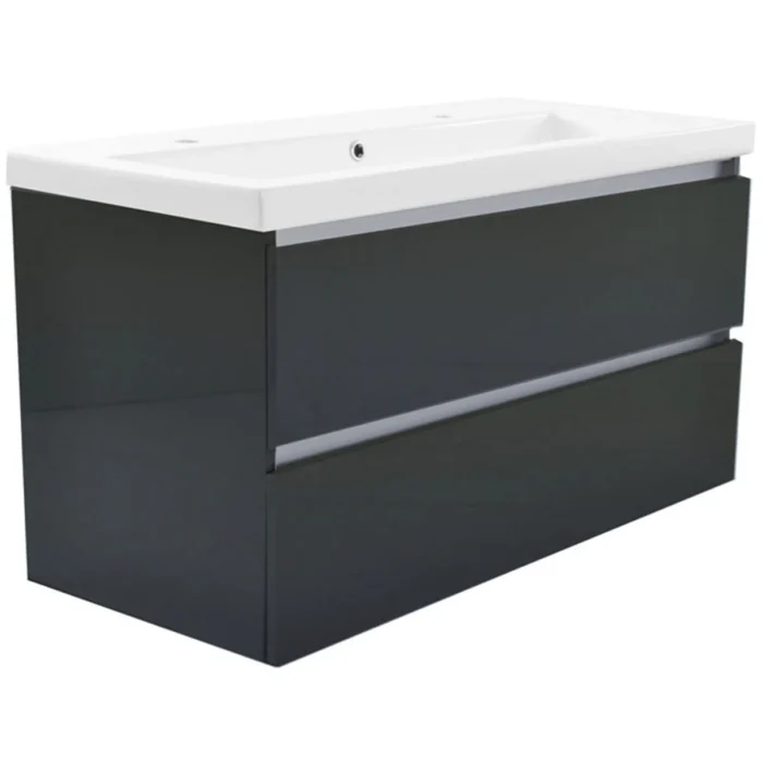 Wiesbaden Vision Wastafelonderkast - 100x46cm - 2 lades - MDF - Hoogglans Grijs