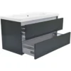 Wiesbaden Vision Wastafelonderkast - 100x46cm - 2 lades - MDF - Hoogglans Grijs