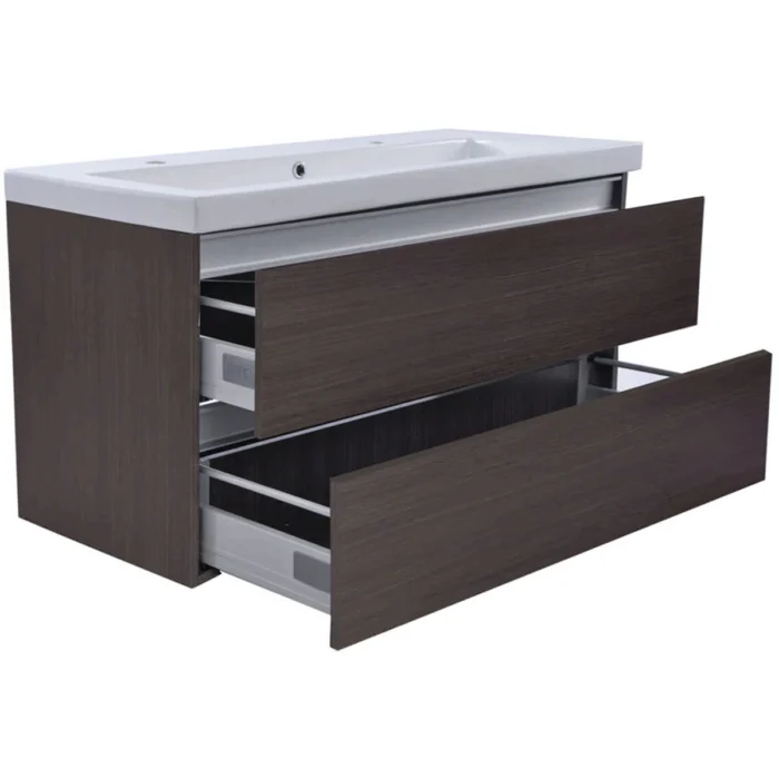 Wiesbaden Vision Wastafelonderkast - 100x46cm - 2 lades - MDF - Houtnerf Grijs