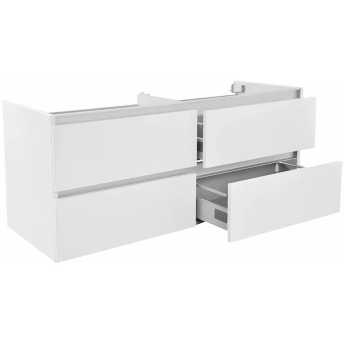Wiesbaden Vision Wastafelonderkast - 120x46cm - 4 lades - 2 uitsparingen - MDF - Glans Wit