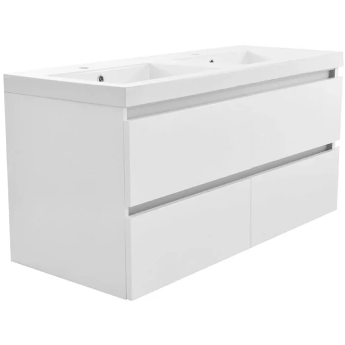 Wiesbaden Vision Wastafelonderkast - 120x46cm - 4 lades - 2 uitsparingen - MDF - Glans Wit