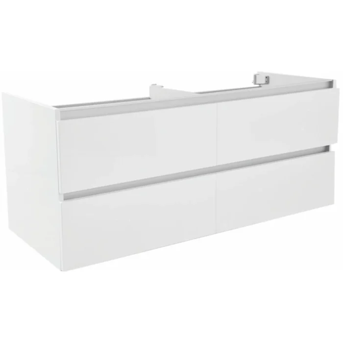 Wiesbaden Vision Wastafelonderkast - 120x46cm - 4 lades - 2 uitsparingen - MDF - Glans Wit