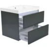 Wiesbaden Vision Wastafelonderkast - 60x46cm - 2 lades - MDF - Hoogglans Grijs
