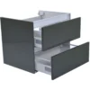 Wiesbaden Vision Wastafelonderkast - 60x46cm - 2 lades - MDF - Hoogglans Grijs
