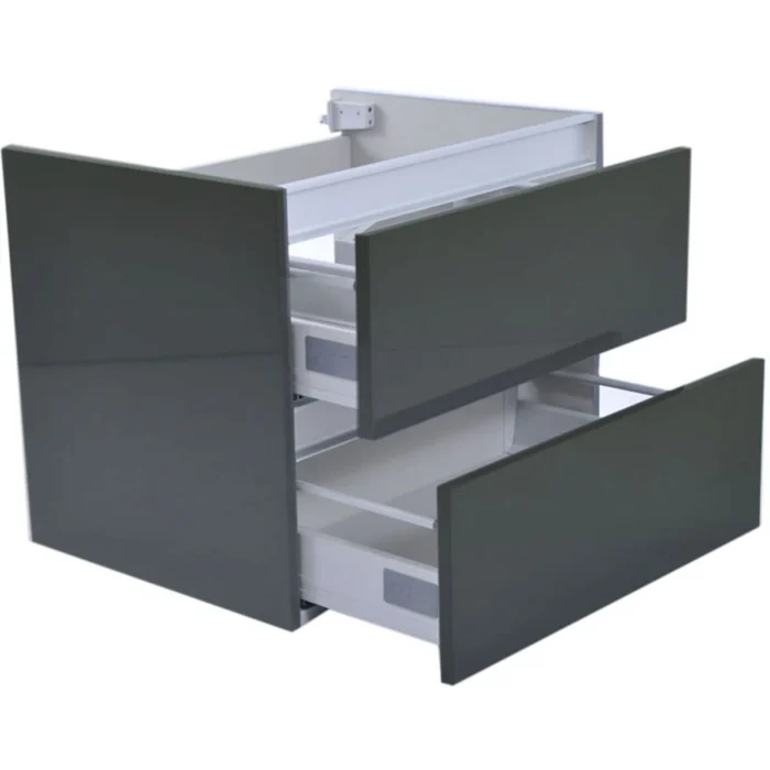 Wiesbaden Vision Wastafelonderkast - 60x46cm - 2 lades - MDF - Hoogglans Grijs