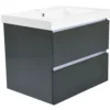 Wiesbaden Vision Wastafelonderkast - 60x46cm - 2 lades - MDF - Hoogglans Grijs