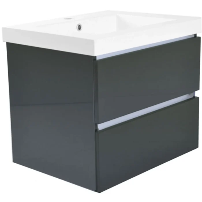 Wiesbaden Vision Wastafelonderkast - 60x46cm - 2 lades - MDF - Hoogglans Grijs