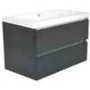 Wiesbaden Vision Wastafelonderkast - 80x46cm - 2 lades - MDF - Hoogglans Grijs