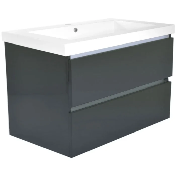 Wiesbaden Vision Wastafelonderkast - 80x46cm - 2 lades - MDF - Hoogglans Grijs