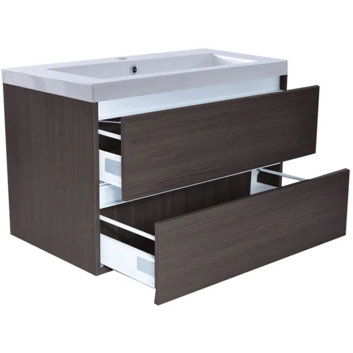 Wiesbaden Vision Wastafelonderkast - 80x46cm - 2 lades - MDF - Houtnerf Grijs