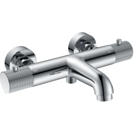 Wiesbaden Ribbd Thermostatische Badmengkraan - Hartafstand 15cm - Opbouw - Messing - Chroom