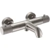 Wiesbaden Ribbd Thermostatische Badmengkraan - Hartafstand 15cm - Opbouw - Messing - Geborsteld Staal