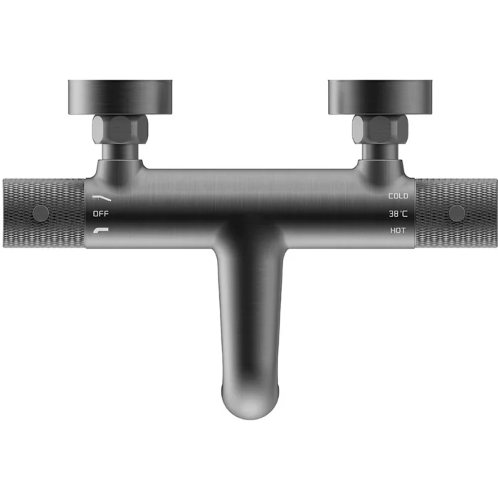 Wiesbaden Ribbd Thermostatische Badmengkraan - Hartafstand 15cm - Opbouw - Messing - Gunmetal