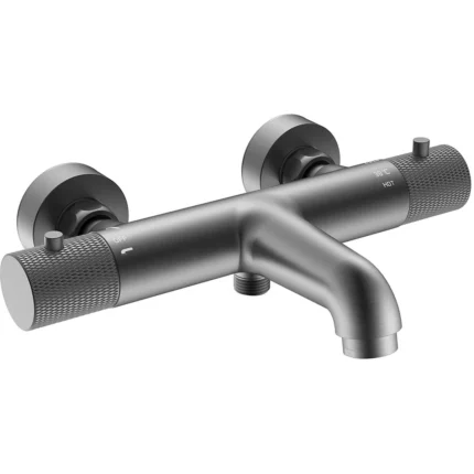 Wiesbaden Ribbd Thermostatische Badmengkraan - Hartafstand 15cm - Opbouw - Messing - Gunmetal