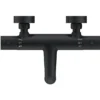Wiesbaden Ribbd Thermostatische Badmengkraan - Hartafstand 15cm - Opbouw - Messing - Mat Zwart