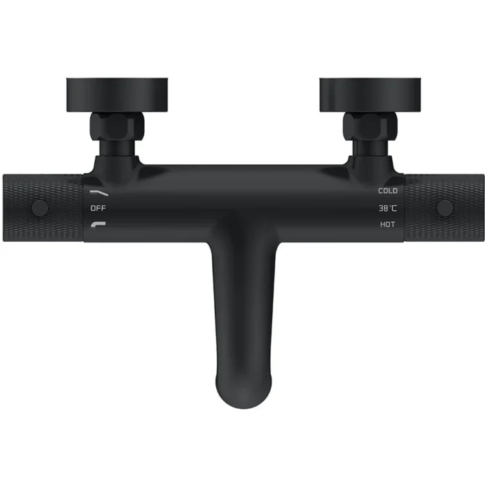Wiesbaden Ribbd Thermostatische Badmengkraan - Hartafstand 15cm - Opbouw - Messing - Mat Zwart