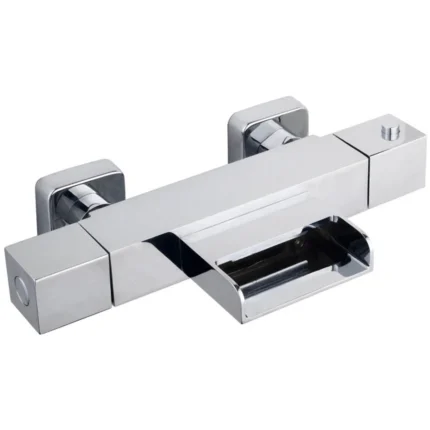 Wiesbaden Rombo Thermostatische Badmengkraan Waterval - Hartafstand 15cm - Opbouw - Messing - Chroom