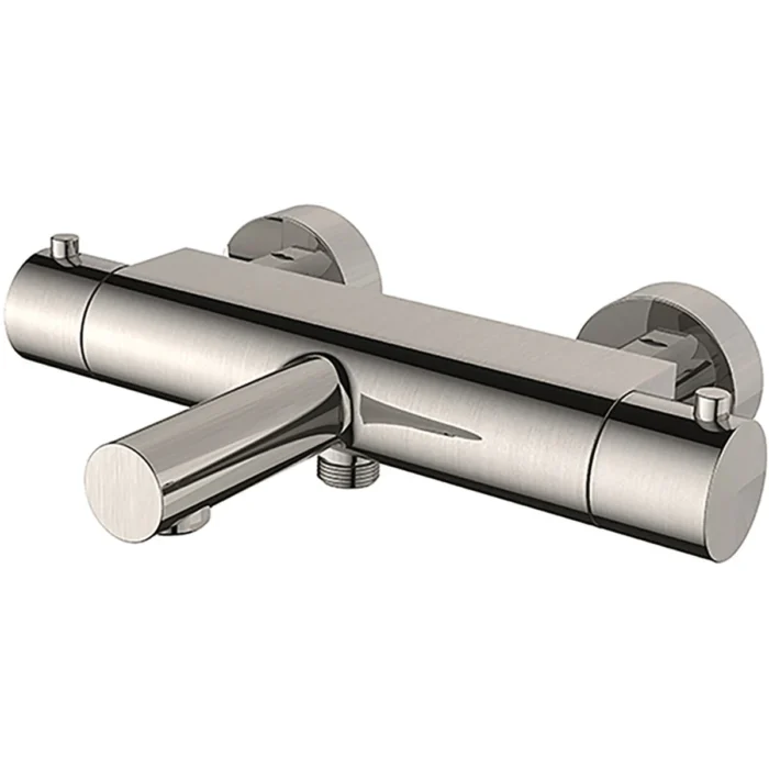 Wiesbaden Style Thermostatische Badmengkraan - 15cm - Cooltouch - Opbouw - Messing - Geborsteld Staal