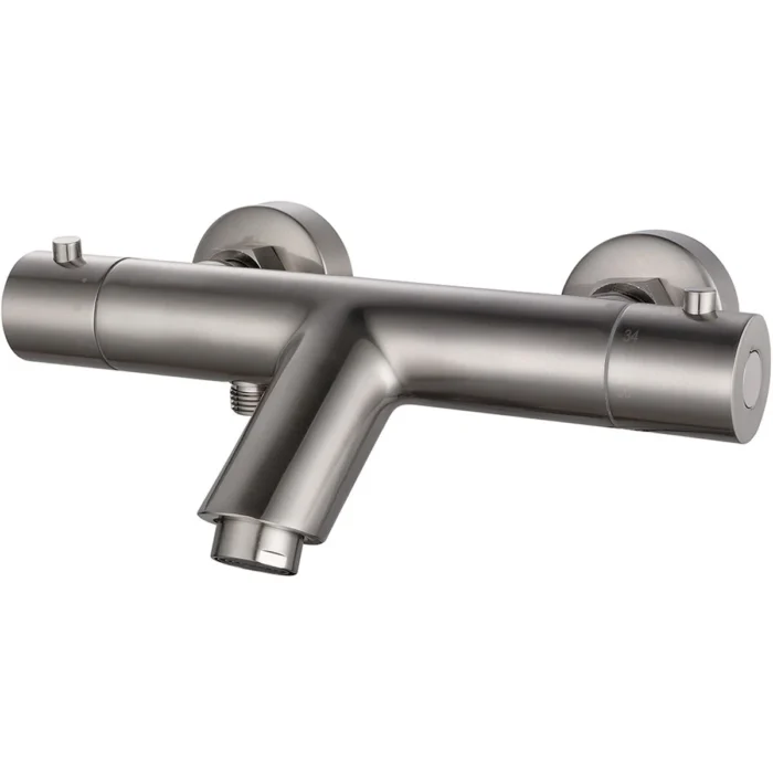Xellanz Rio Thermostatische Badmengkraan - Hartafstand 15cm - Opbouw - Messing - Geborsteld Staal